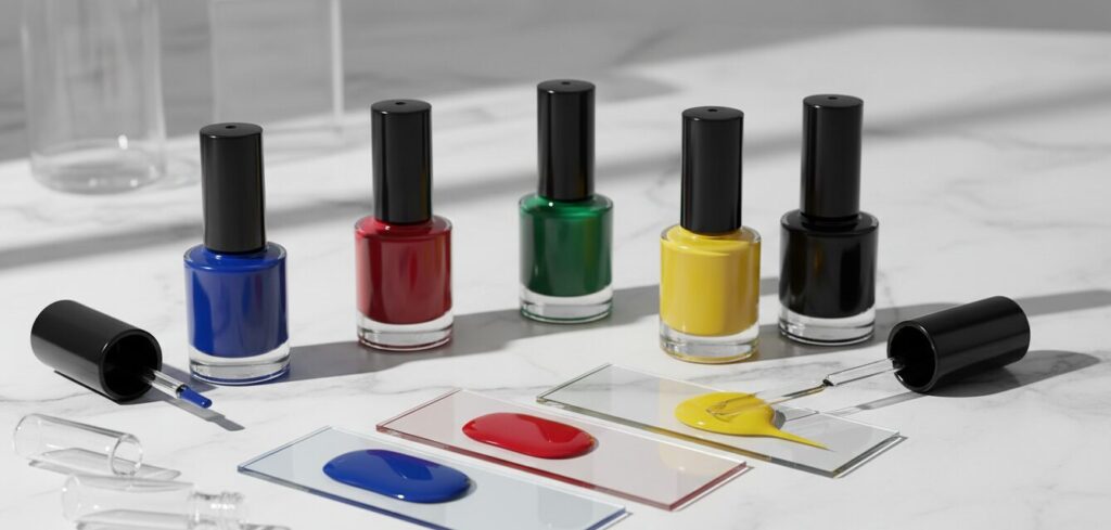 これはこの色のマニキュアの展示。