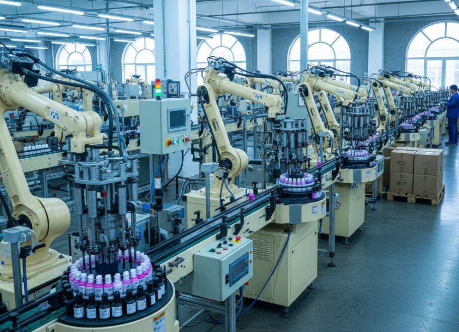 Die Fabrik stellt Nagellack her.