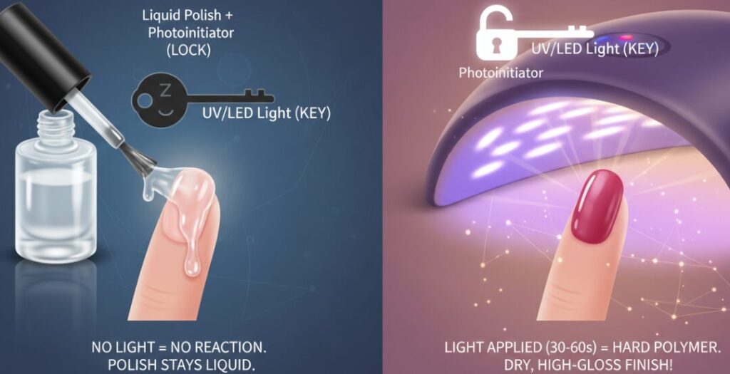 Gel nail polish needs to be cured under a lamp.